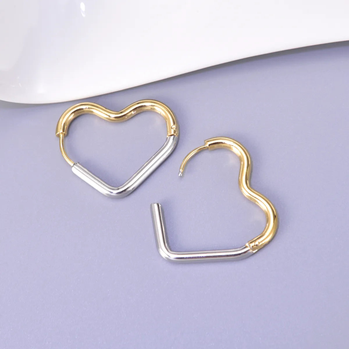 Heart Plating Titanium Steel No Inlaid Earrings