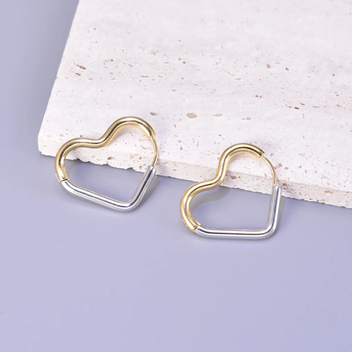 Heart Plating Titanium Steel No Inlaid Earrings