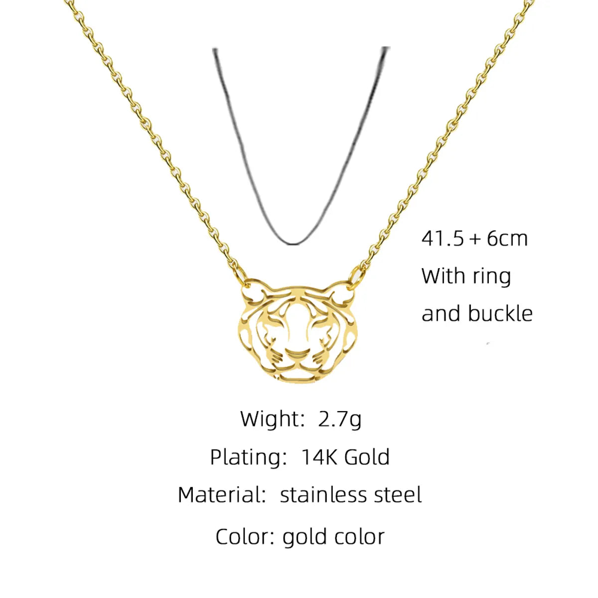 Wholesale Jewelry Fashion Animal 304 Stainless Steel 18K Gold Plated Plating Pendant Necklace