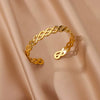 Fashion Hot Flower Stainless Steel Open Bracelet With Exaggerated Hollow Flower Leaves And Electroplating Treatment