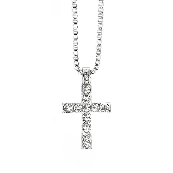 Fashion Hot Gold Plated Diamond Cross Necklace Personality Cross Jewelry Wholesale Factory Price Direct Sales