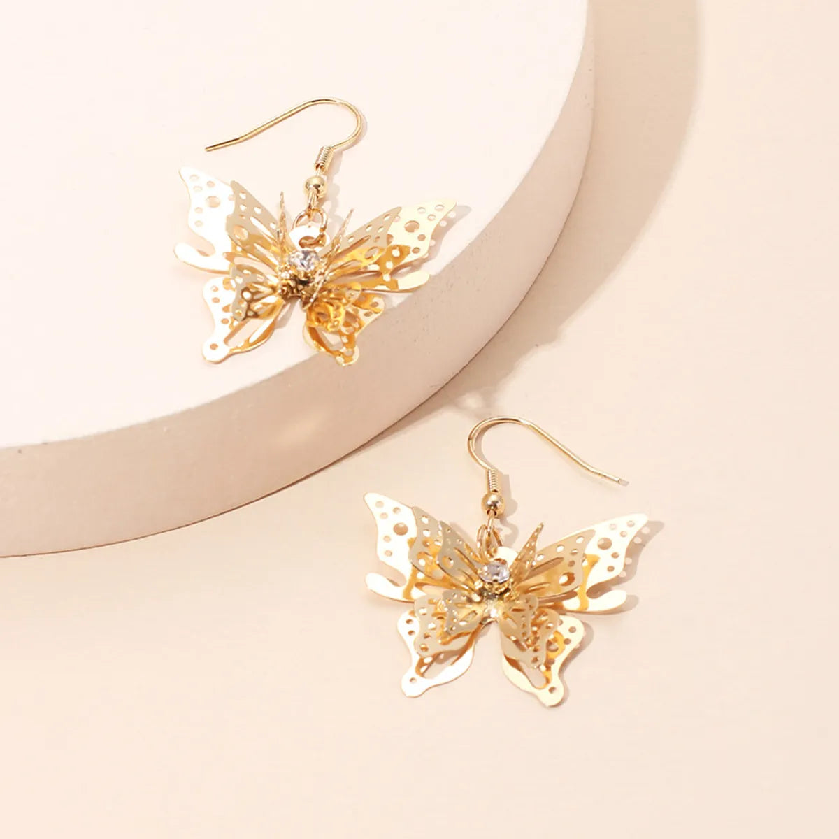 Fashion  Hot Sale Models Zircon Earrings  Gold Three-dimensional Butterfly Earrings For Women Gooddiy