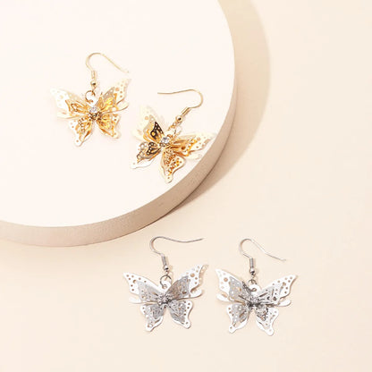 Fashion  Hot Sale Models Zircon Earrings  Gold Three-dimensional Butterfly Earrings For Women Gooddiy