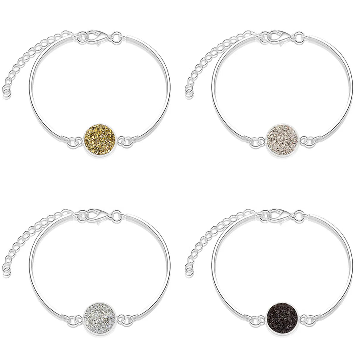 Fashion Hot-Selling Alloy Silver Round  Crystal Love Natural Stone  Bracelet