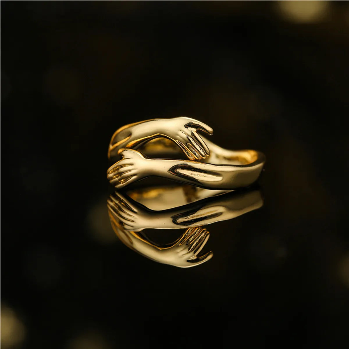 Fashion Hug Shape Plated 18k Gold Copper Opening Ring