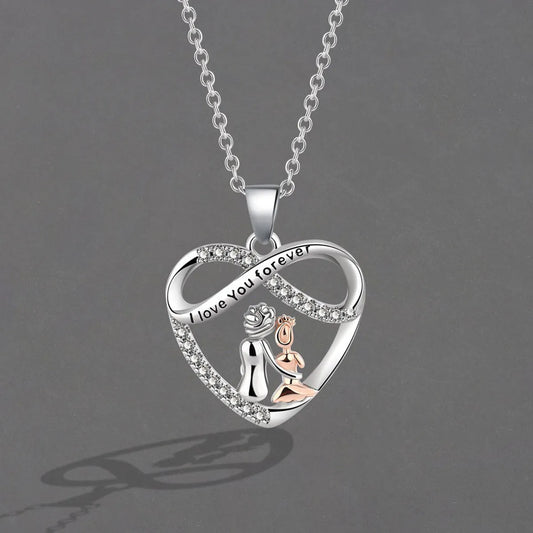 Fashion Human Infinity Heart Shape Alloy Plating Artificial Diamond Women'S Pendant Necklace