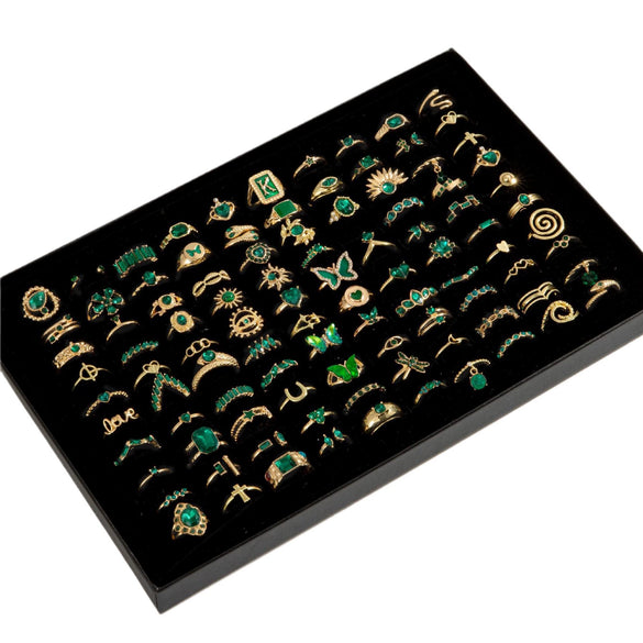 Fashion Imitation Emerald Snake Eye And Oil Butterfly Turtle Ring For Women Alloy Electroplated