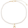 Fashion Imitation Pearl Bead Chain Necklace With Retro Cross Pendant Handmade Geometric Fairy Style Jewelry For Women
