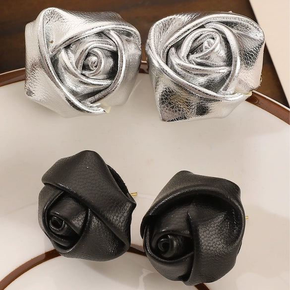 Fashion Imitation Pearl Fabric Rose Handmade Women's Earrings