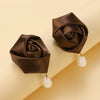 Fashion Imitation Pearl Fabric Rose Handmade Women's Earrings