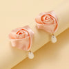 Fashion Imitation Pearl Fabric Rose Handmade Women's Earrings