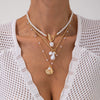 Fashion Imitation Pearl Shell Fish Beach Wind Necklace Alloy Geometric Electroplating Women's