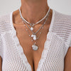 Fashion Imitation Pearl Shell Fish Beach Wind Necklace Alloy Geometric Electroplating Women's