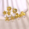 Fashion Imitation Pearl Stainless Steel 18K Gold Electroplated Women's Petal Earrings