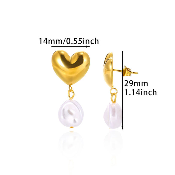 Fashion Imitation Pearl Stainless Steel 18K Gold Electroplated Women's Petal Earrings