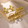 Fashion Imitation Pearl Stainless Steel 18K Gold Electroplated Women's Petal Earrings