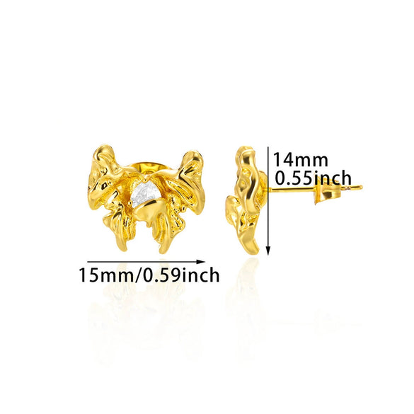 Fashion Imitation Pearl Stainless Steel 18K Gold Electroplated Women's Petal Earrings