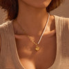 Fashion Imitation Pearl Sweet Heart Pendant Stainless Steel Necklace Plated With Gold Geometric Design