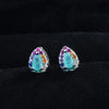 European And American New Personalized Fashion Inlaid Colorful Crystals Stud Earrings Colorful Zircon Lake Water Green Color Paraiba Pear-Shaped Stud Earrings