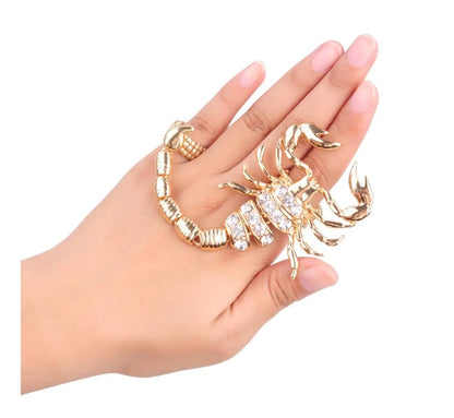 Fashion Inlay Diamond Scorpion Shaped Double Alloy Ring