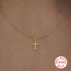 Fashion Ins Creative Mini Cross Collarbone Necklace Copper Artificial Crystal Geometric Electroplated Ochain