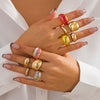 Fashion Ins Geometric Alloy Glazed Ring With Electroplating For Women