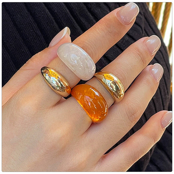 Fashion Ins Geometric Alloy Glazed Ring With Electroplating For Women