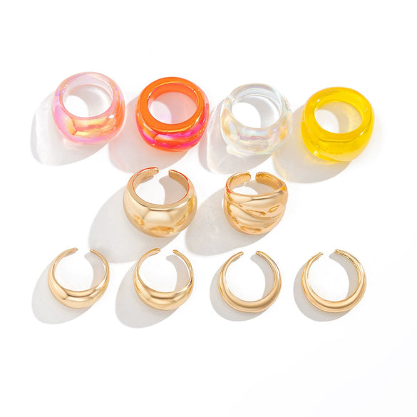 Fashion Ins Geometric Alloy Glazed Ring With Electroplating For Women