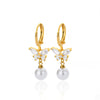 Fashion Ins Style Golden Artificial Crystal Heart Shape Butterfly Pendant Earrings Set With Diamonds For Women