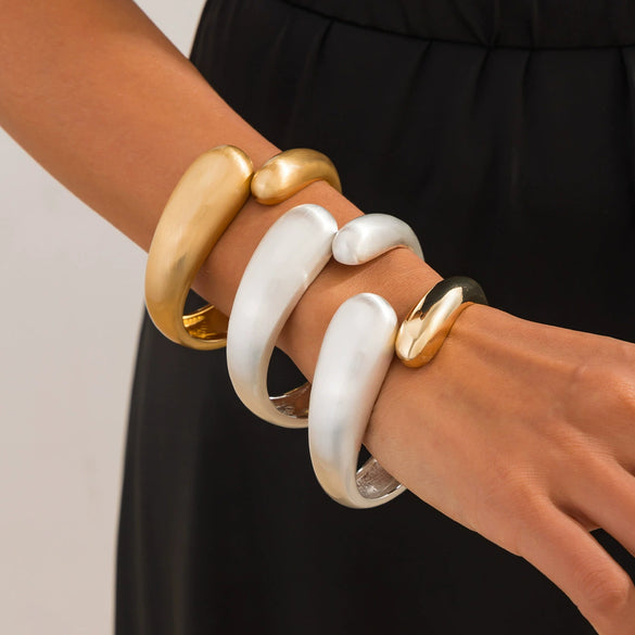Fashion Ins Style Metallic Water Drops Open Bracelet For Women With Electroplating