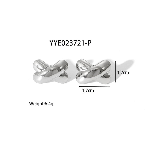 Fashion Ins Style Titanium Steel Earrings With Cross X Shaped Design Pvd Furnace Real Gold Electroplated For Women