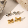 Fashion Ins Style Titanium Steel Earrings With Cross X Shaped Design Pvd Furnace Real Gold Electroplated For Women