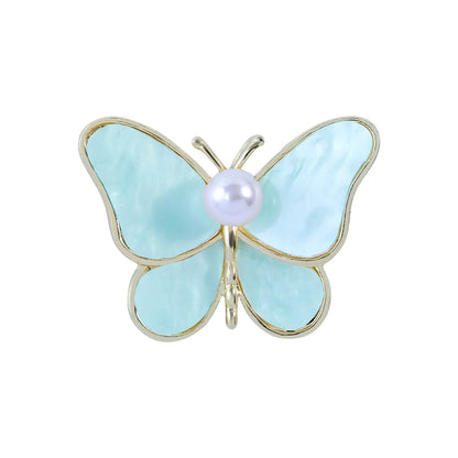 Fashion Insect Butterfly Alloy Metal Spray Paint Enamel Artificial Pearls Rhinestones Unisex Brooches Collar Pin