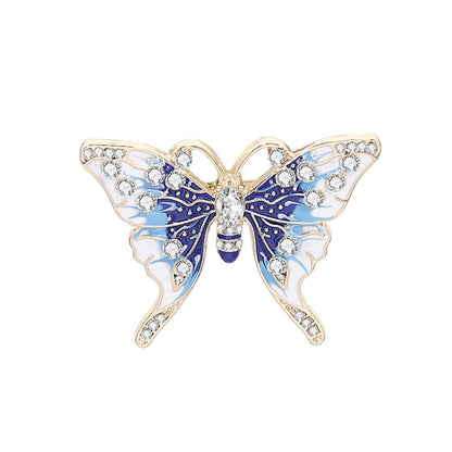 Fashion Insect Butterfly Alloy Metal Spray Paint Enamel Artificial Pearls Rhinestones Unisex Brooches Collar Pin