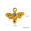 Fashion Insect Stainless Steel Jewelry Pendant With Zircon Inlay And Electroplating Treatment For Necklace And Bracelet Accessories