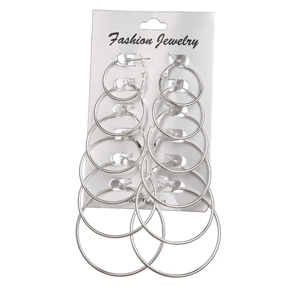 Fashion Iron Alloy Geometric Hoop Earrings Set For Women With Electroplating Treatment
