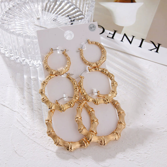Fashion Iron Alloy Geometric Hoop Earrings Set For Women With Electroplating Treatment
