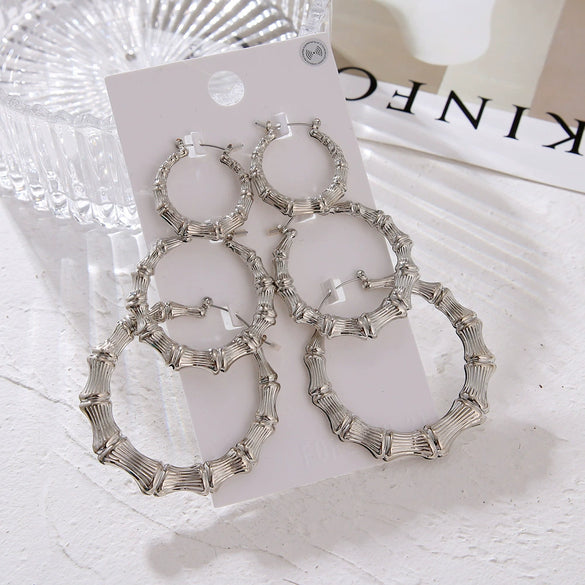 Fashion Iron Alloy Geometric Hoop Earrings Set For Women With Electroplating Treatment