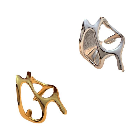 Fashion Irregular Geometric Stainless Steel Open Ring With Electroplating And Heart Shape Design