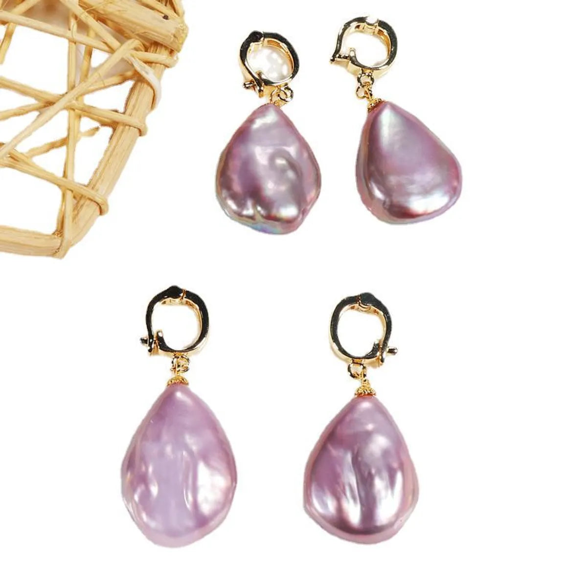 Fashion Irregular Pearl Plating Inlay Pearl Drop Earrings Necklace 1 Pair