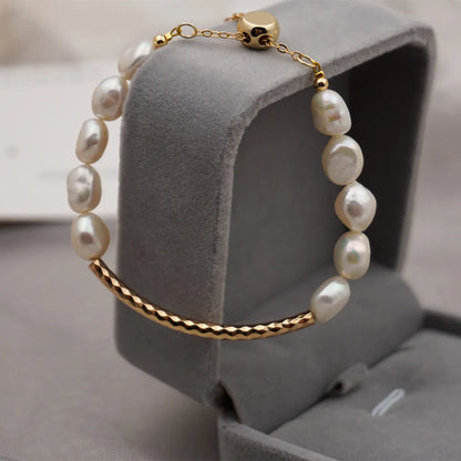 Fashion Irregular Pearl Titanium Steel Copper Bracelets 1 Piece