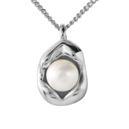 Fashion Irregular Silver Plating Inlay Pearl Pendant Necklace 1 Piece