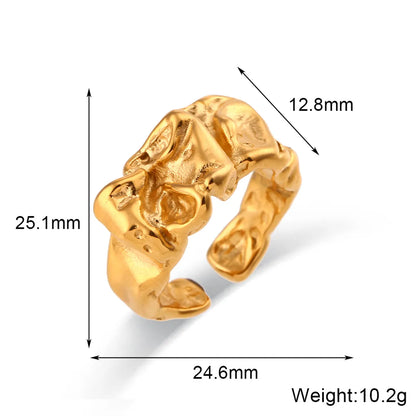 Fashion Irregular Stainless Steel Plating 18k Gold Plated Open Ring