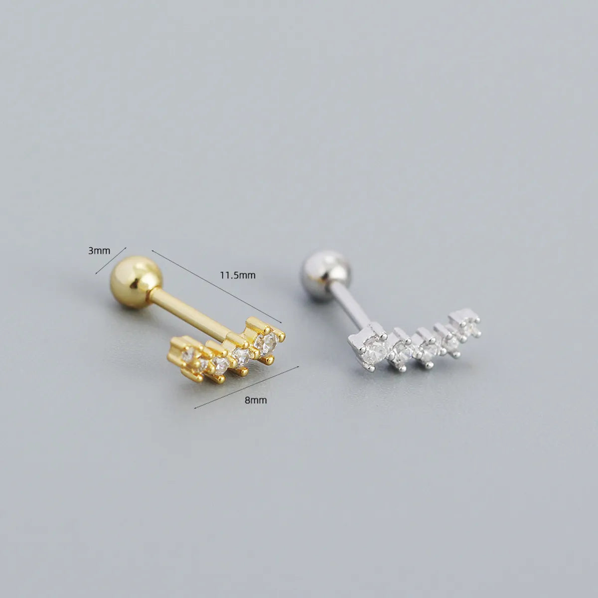 Fashion Irregular Sterling Silver Inlay Rhinestones Ear Studs 1 Pair