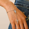 Fashion Jewelry Alloy Geometric Beaded Cross Pendant Electroplated Unisex Bracelet