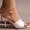 Fashion Jewelry Alloy Heart Shaped Chain Tassel Snake Pendant Three Layer Anklet For Women