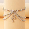 Fashion Jewelry Alloy Heart Shaped Chain Tassel Snake Pendant Three Layer Anklet For Women