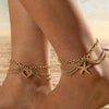 Fashion Jewelry Alloy Heart Shaped Chain Tassel Snake Pendant Three Layer Anklet For Women