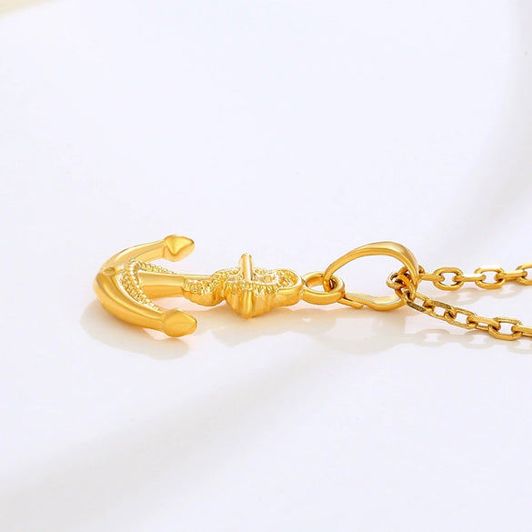 Fashion Jewelry Alloy 24K Gold Plated Cold Style Cross Anchor Pendant