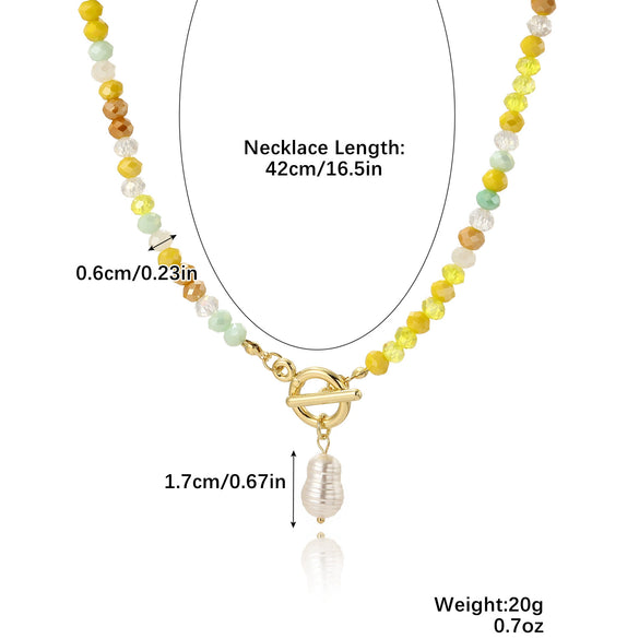 Fashion Jewelry Artificial Crystal Geometric Drop Shape Electroplated Ball Chain Women's Necklace